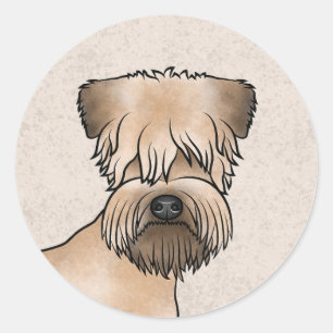 Soft-Coated Wheaten Terrier Süßer Hundekopf auf Be Runder Aufkleber