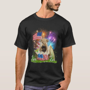 Soft Coated Wheaten Terrier USA Flag Firework 4th T-Shirt