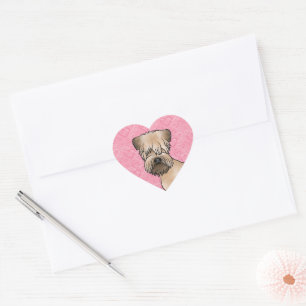 Soft-Coated Wheaten Terrier von vorne auf rosa Her Herz-Aufkleber