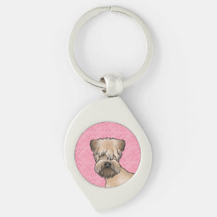 Soft-Coated Wheaten Terrier von vorne auf rosa Her Schlüsselanhänger
