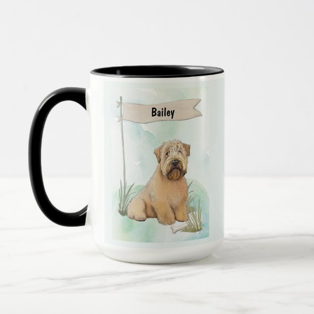 Soft Coated Wheaten Terrier Watercolor Personalize Tasse (Links)