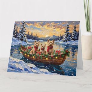 Soft Coated Wheaten Terrier Weihnachtsboot Urlaub Karte