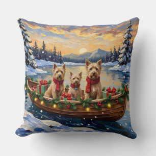 Soft Coated Wheaten Terrier Weihnachtsboot Urlaub Kissen