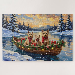 Soft Coated Wheaten Terrier Weihnachtsboot Urlaub Puzzle