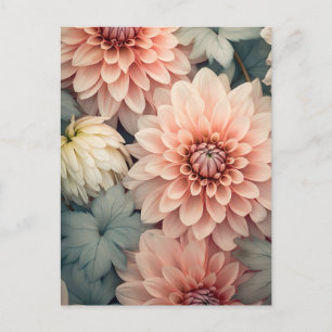 soft colored dahlia flower head postkarte