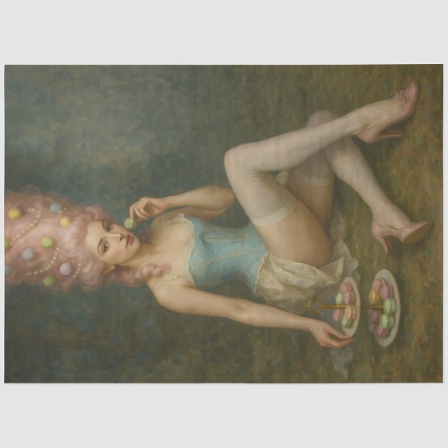 Soft Confection Muse – Macaron Rococo Dekoupage Seidenpapier (Vorderseite)