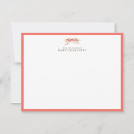 Soft Coral Bow Nursery Note Card – Personalized Mitteilungskarte