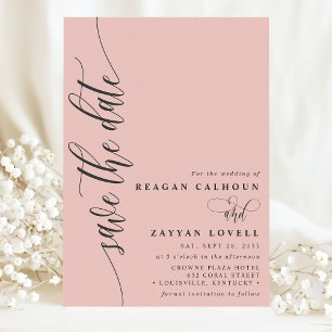 Soft Coral Einfache moderne Schrift Save the Date