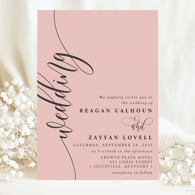 Soft Coral Elegant Calligraphy Script Wedding Einladung (Von Creator hochgeladen)