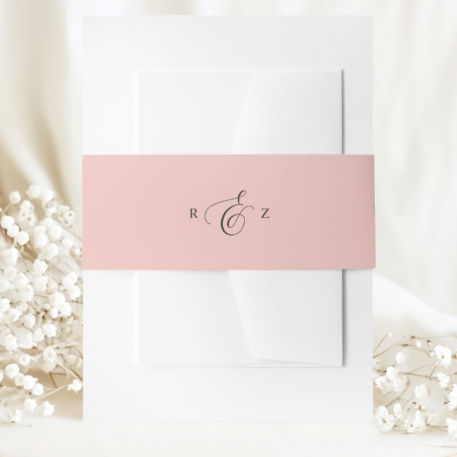 Soft Coral Elegant Simple Monogram Wedding Einladungsbanderole (Von Creator hochgeladen)