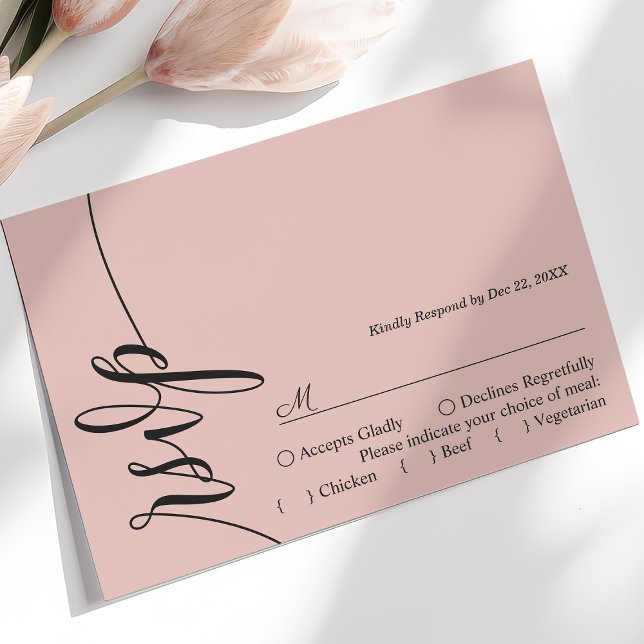 Soft Coral Elegante Calligraphy Wedding RSVP Card Karte (Von Creator hochgeladen)