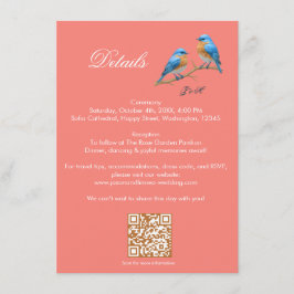 Soft Coral Lovebirds Romantic Bluebirds Wedding Begleitkarte