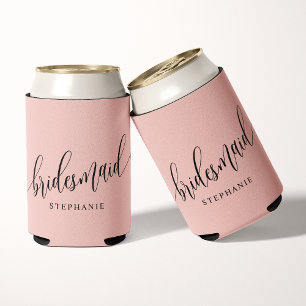 Soft Coral Pink Bridesmaid Modernes Skript Dosenkühler