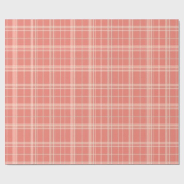 Soft Coral Plaid Geschenkpapier (Flach)