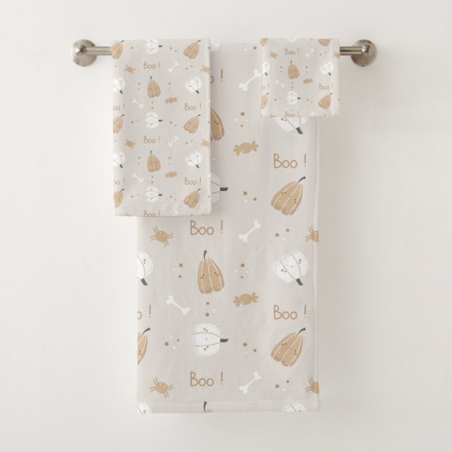 Soft Cosy Halloween Pattern Badetuch Set (Insitu)