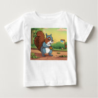 Soft Cotton Baby T - Shirt mit Cartoon Eichhörnche