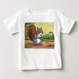 Soft Cotton Baby T - Shirt mit Cartoon Eichhörnche