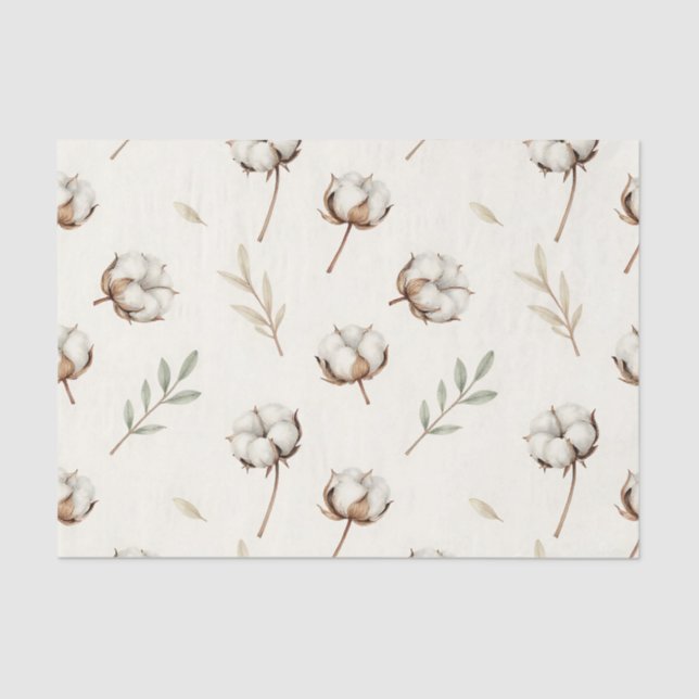 Soft Cotton Blossom Botanical Pattern Seidenpapier (Vorderseite)