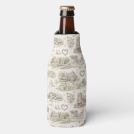 Soft Cream English Village Wedding Watercolor Flaschenkühler