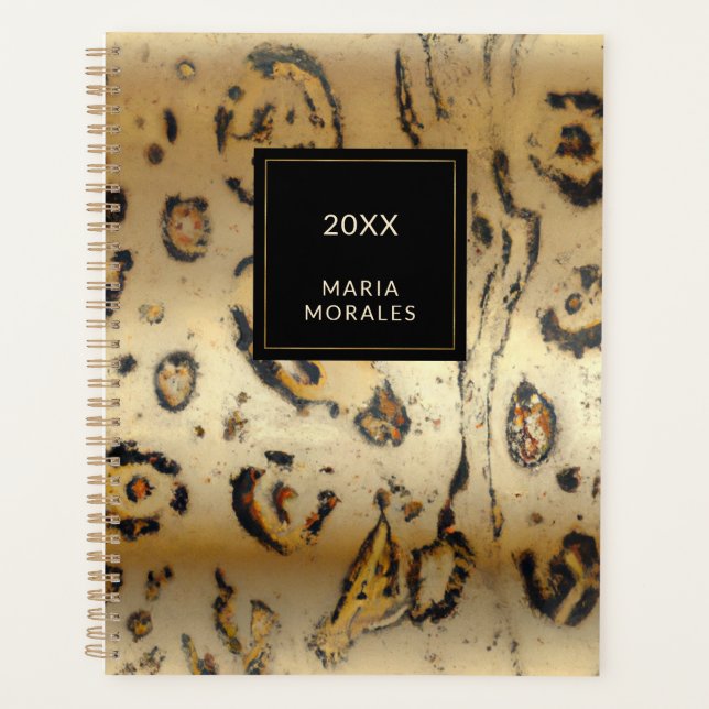 Soft Cream und BlackAbstract Leopard Print Planner Planer (Vorderseite)