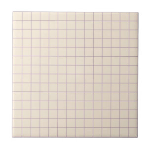 Soft Creme & Lila Checked Retro Minimalistisch Fliese