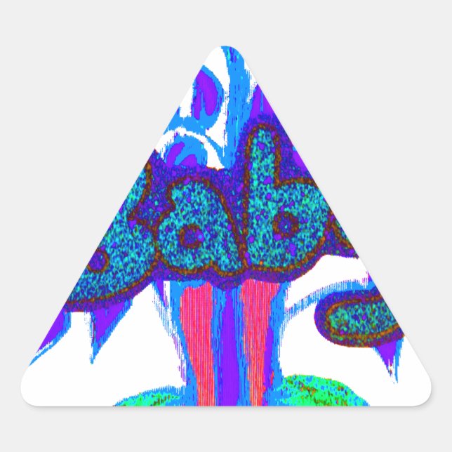 Soft Cyan Blue Blume Art: Eine Baby's Touch. Dreieckiger Aufkleber (Vorderseite)