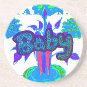 Soft Cyan Blue Blume Art: Eine Baby's Touch. Sandstein Untersetzer