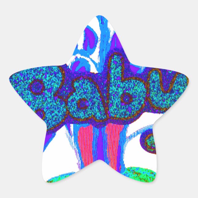 Soft Cyan Blue Blume Art: Eine Baby's Touch. Stern-Aufkleber (Vorderseite)