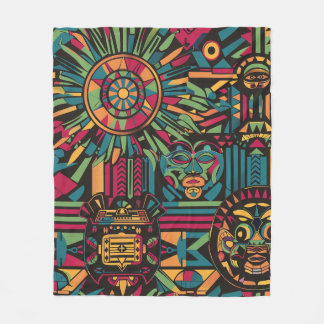 Soft Cyan "Eclipsed Suns and Pyramids Design" Plus Fleecedecke