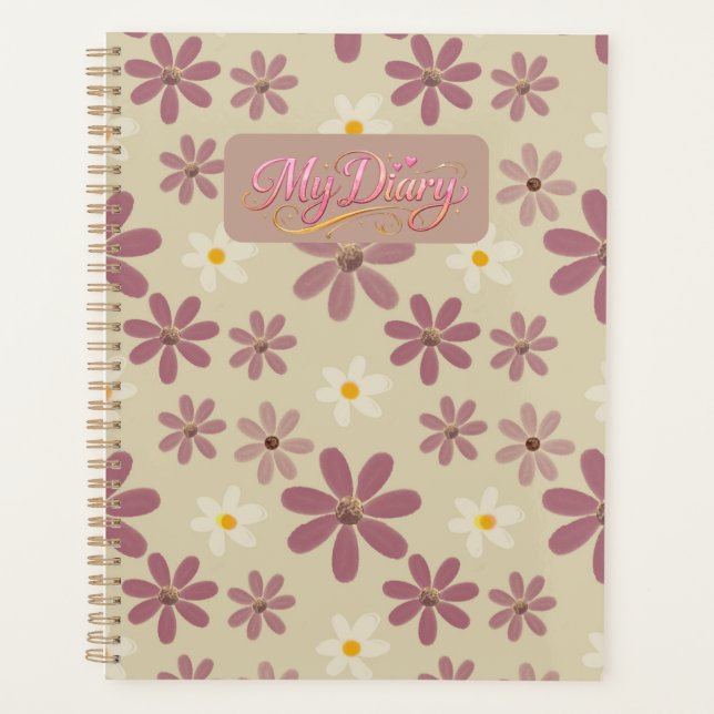 Soft Daisy Floral Pattern in Mauve & Cream Romanti Planer (Vorderseite)