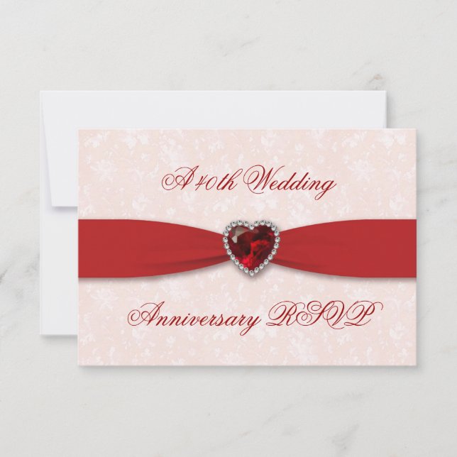 Soft Damask 40. Hochzeitstag UAWG RSVP Karte (Vorderseite)