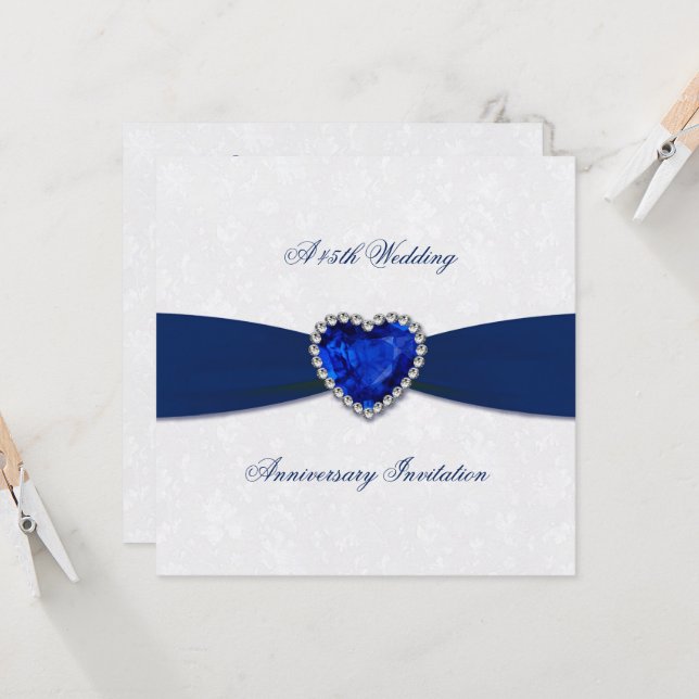 Soft Damask 45. Hochzeitstag Einladung (Vorderseite/Rückseite Beispiel)