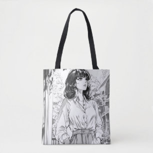 Soft & Delicate Manga Girl Illustration Tote Beute