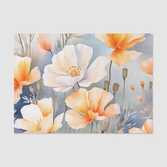 Soft Dreamy Hintergrund mit Mohnblumen-Blume Seidenpapier (Vorderseite)