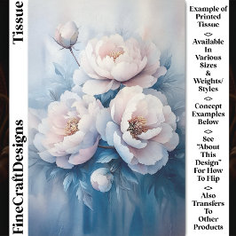 Soft Dreamy White & Pink Peongs CR1 Decoupage Seidenpapier