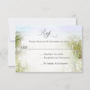*~* Soft Dune Beach Grass    FotoWedding RSVP Karte