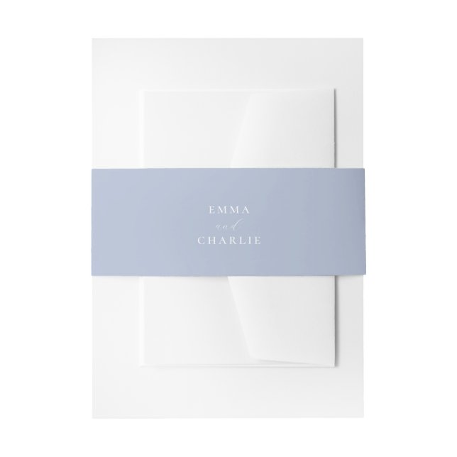 Soft Dusty Blue Boho Wedding invitation belly band (Vorderseite Beispiel)