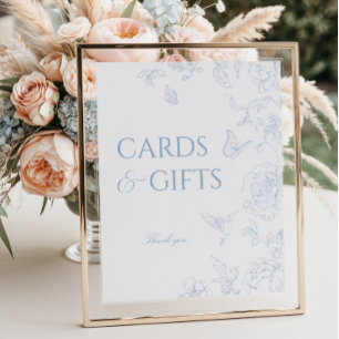 Soft Dusty Blue Chinoiserie Karten und Geschenke Poster