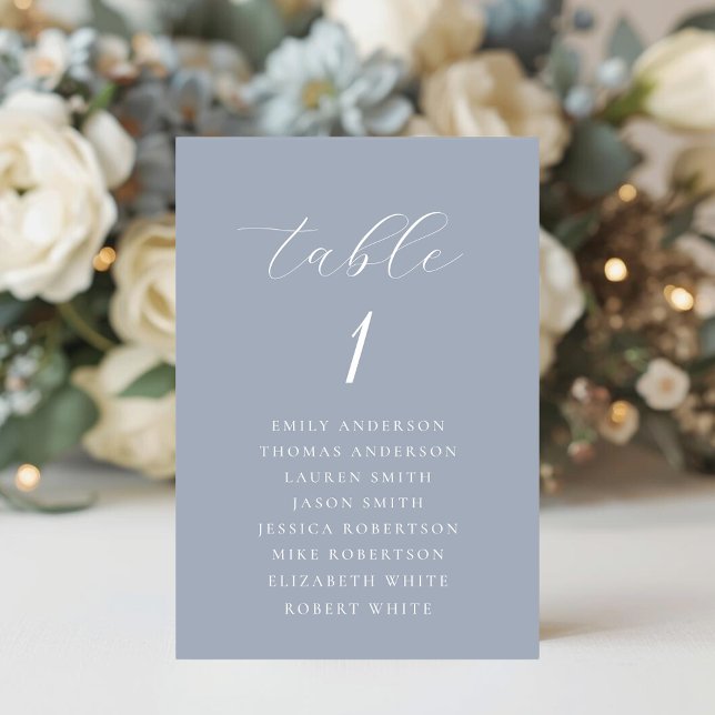 Soft Dusty Blue Wedding Seating Chart Tischnummer (Von Creator hochgeladen)