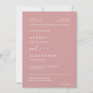 Soft Dusty Pink Minimalistisch QR Code Wedding Fot Einladung