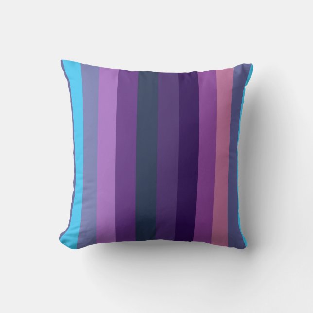 Soft Eclectic Blue-Purple Muted Stripe Pattern Kissen (Vorderseite)