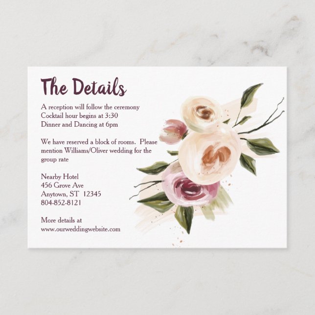 Soft Elegante Rose Burgundy Cream Frame Begleitkarte (Vorderseite)