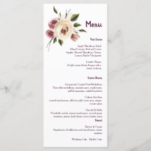 Soft Elegante Rose Burgundy Cream Frame Menükarte