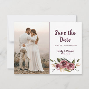 Soft Elegante Rose Burgundy Cream Frame Save The Date