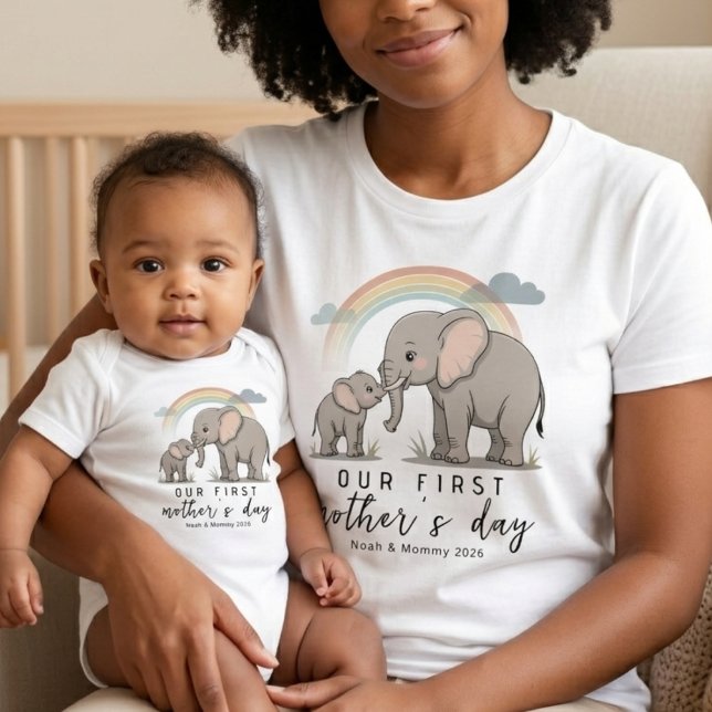 Soft Elephant Baby Mom Love First Mothers Day Art Strampler (Von Creator hochgeladen)