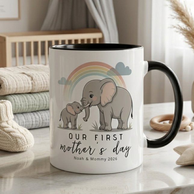 Soft Elephant Mom Baby First Mothers Day Calm Love Tasse (Von Creator hochgeladen)