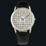 Soft Evergreen Gingham Monogram Armbanduhr<br><div class="desc">Mit dieser eleganten Soft Evergreen Gingham Monogram Watch stärken Sie Ihren Stil. Dieses klassische Design mit einem zeitlosen karierten Muster in gedämpften Grün-, Rot- und Cremetönen ist perfekt für alle, die Vintag inspiriert Accessoires mit einer modernen Touch Liebe. Das individuell anpassbare Monogramm auf der Armbanduhr fügt einen persönlichen Flair hinzu...</div>