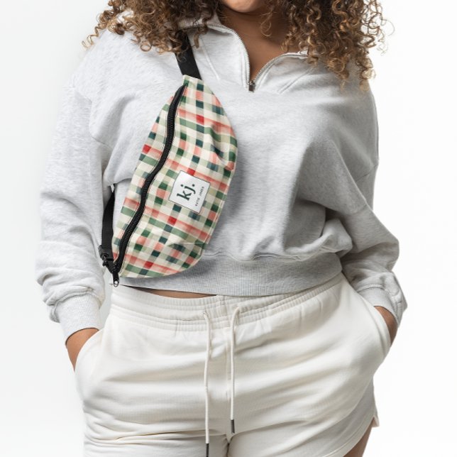 Soft Evergreen Gingham Monogram Bauchtasche (Von Creator hochgeladen)