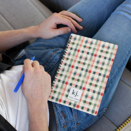 Soft Evergreen Gingham Monogram Notizblock
