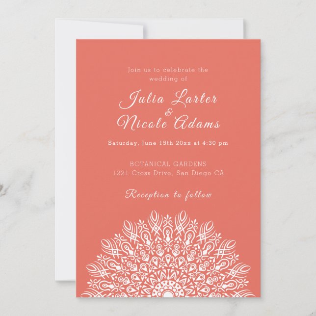 Soft Feather Dry Pampas Grass Mandala Wedding Einladung (Vorderseite)